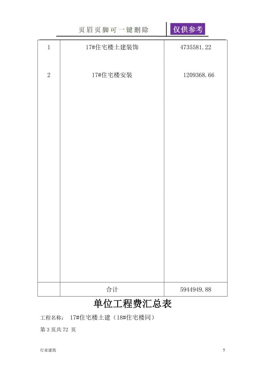 工程量清单实例11层全剪住宅土建建筑_第5页