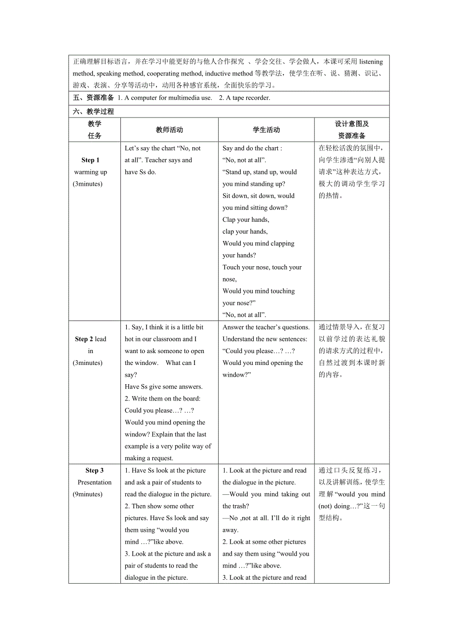 新目标八年级英语下册《Wouldyoumindturningdownthemusic》教学设计_第4页