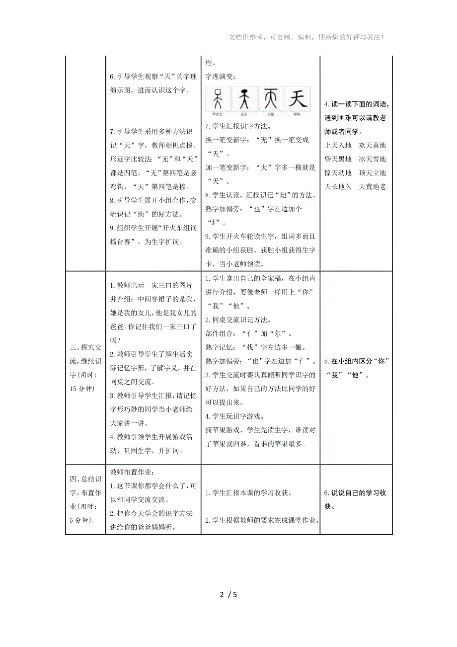 识字1《天地人》教案设计及导学设计分享_第2页