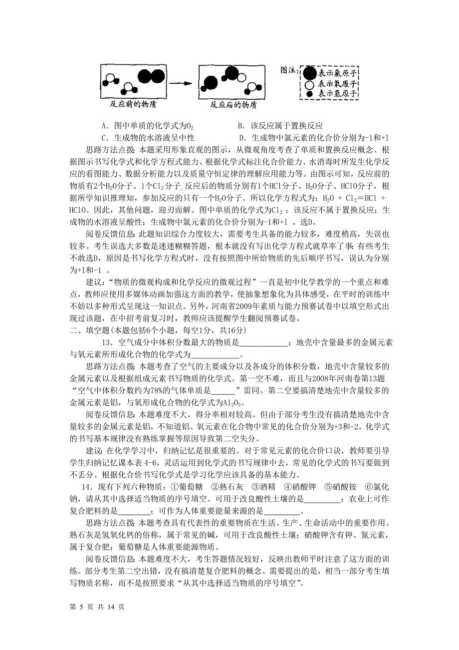 2009年河南省中招化学试卷评析.doc_第5页