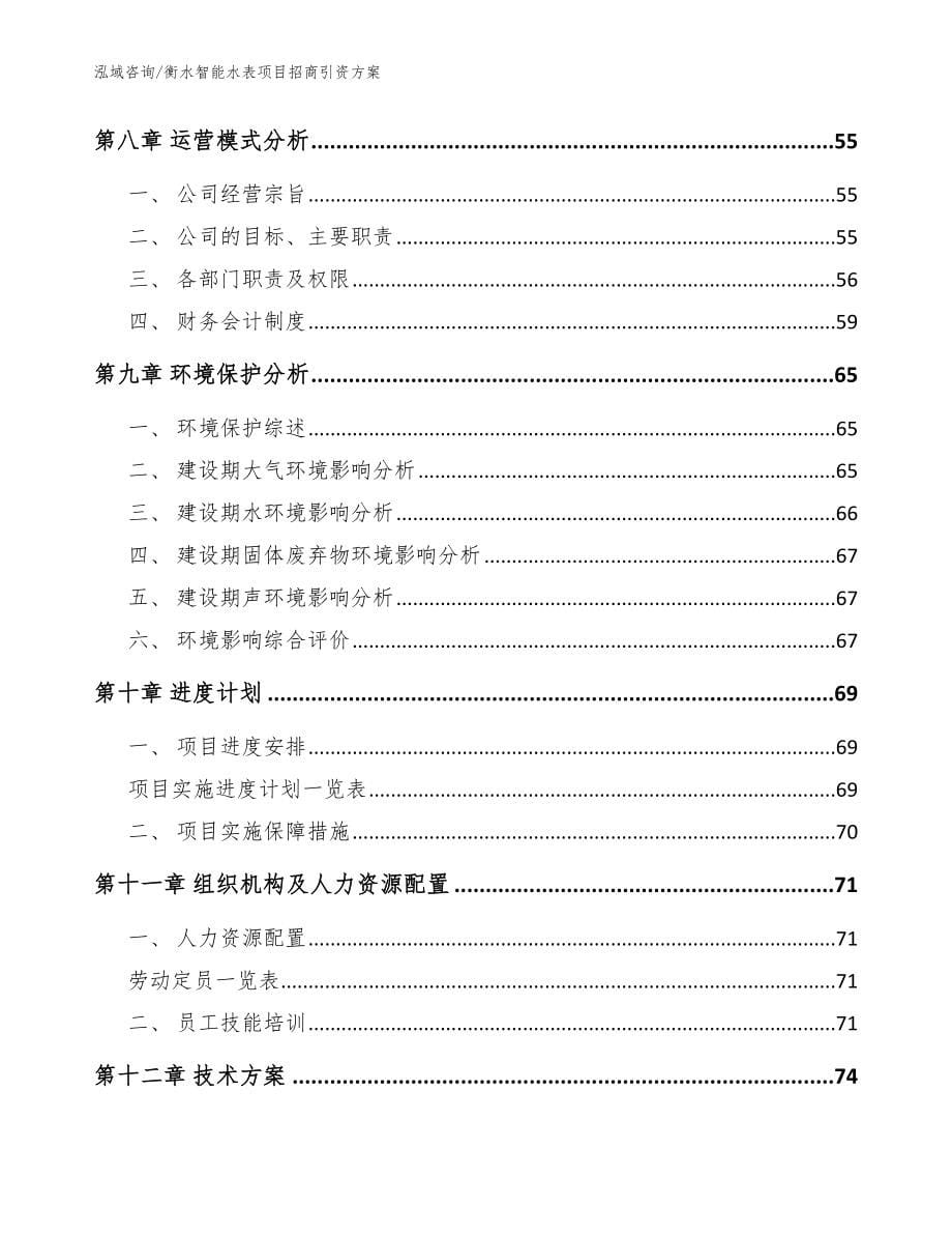 衡水智能水表项目招商引资方案【范文】_第5页