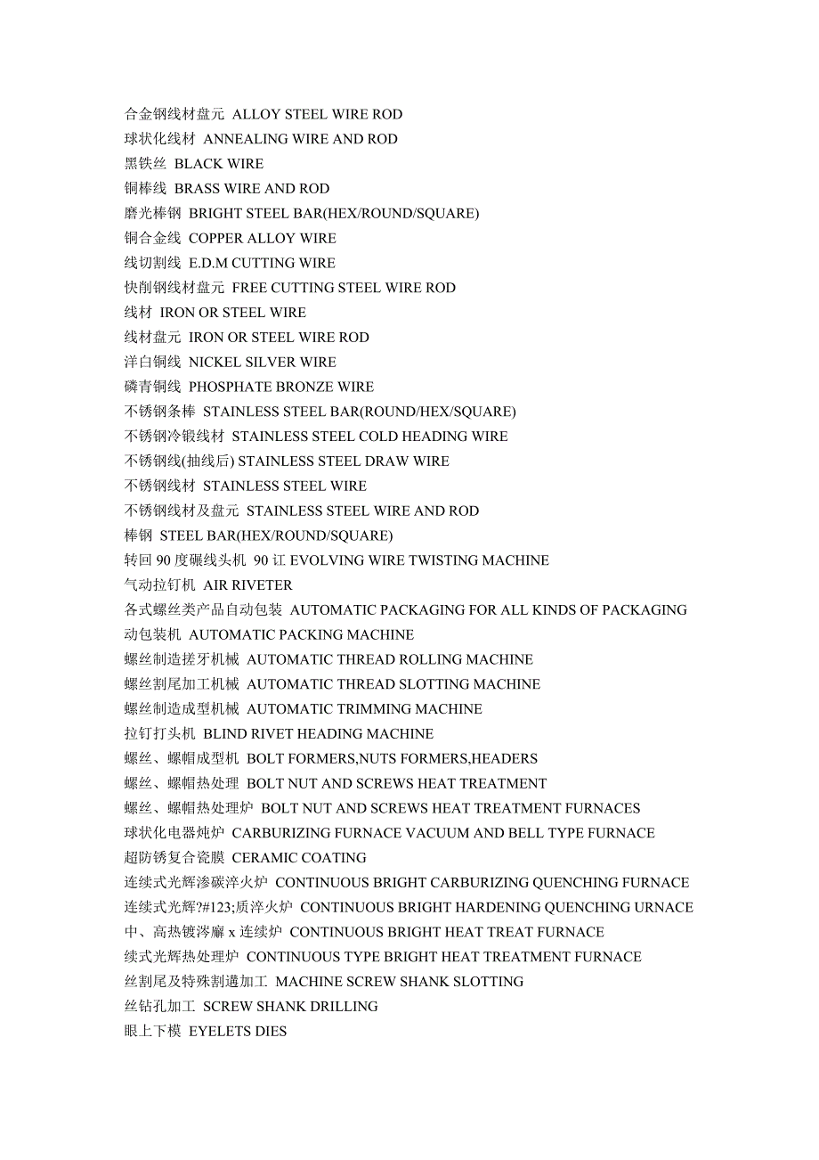 螺丝产品(线材)英语.doc_第1页