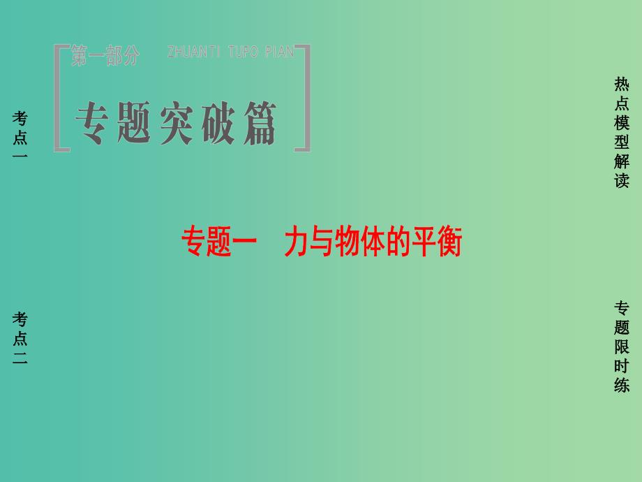 高考物理二轮复习第1部分专题突破篇专题1力与物体的平衡课件.ppt_第1页