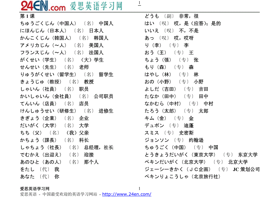 标准日本语初级上册生词表_第1页