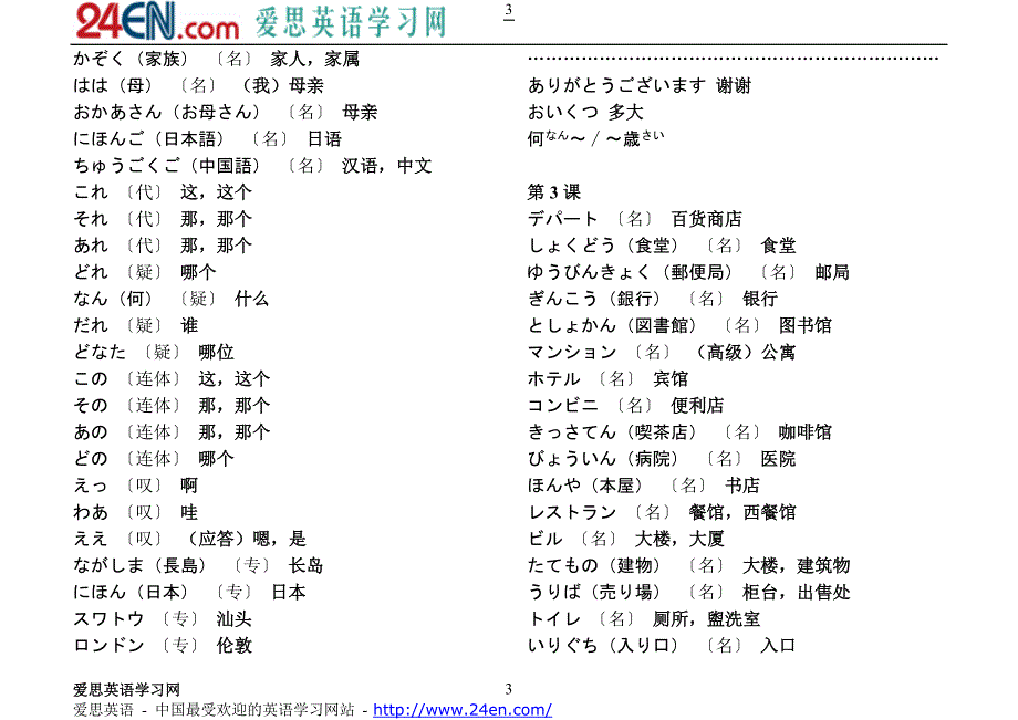 标准日本语初级上册生词表_第3页