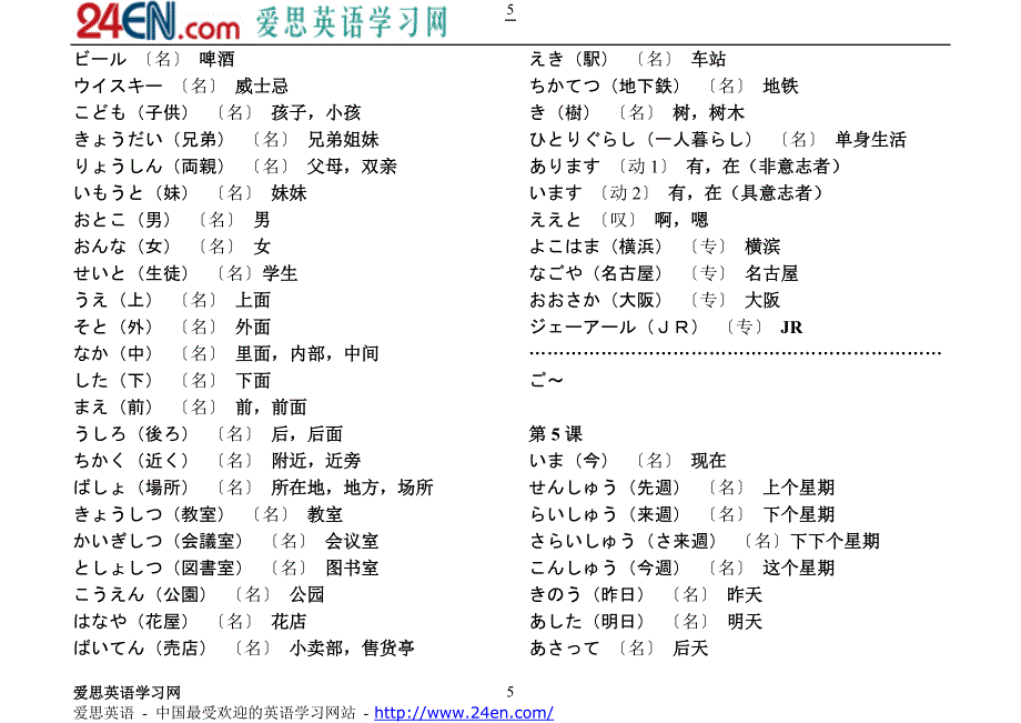 标准日本语初级上册生词表_第5页