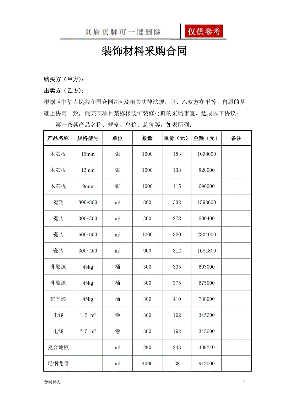 装饰材料釆购合同严选材料_第1页