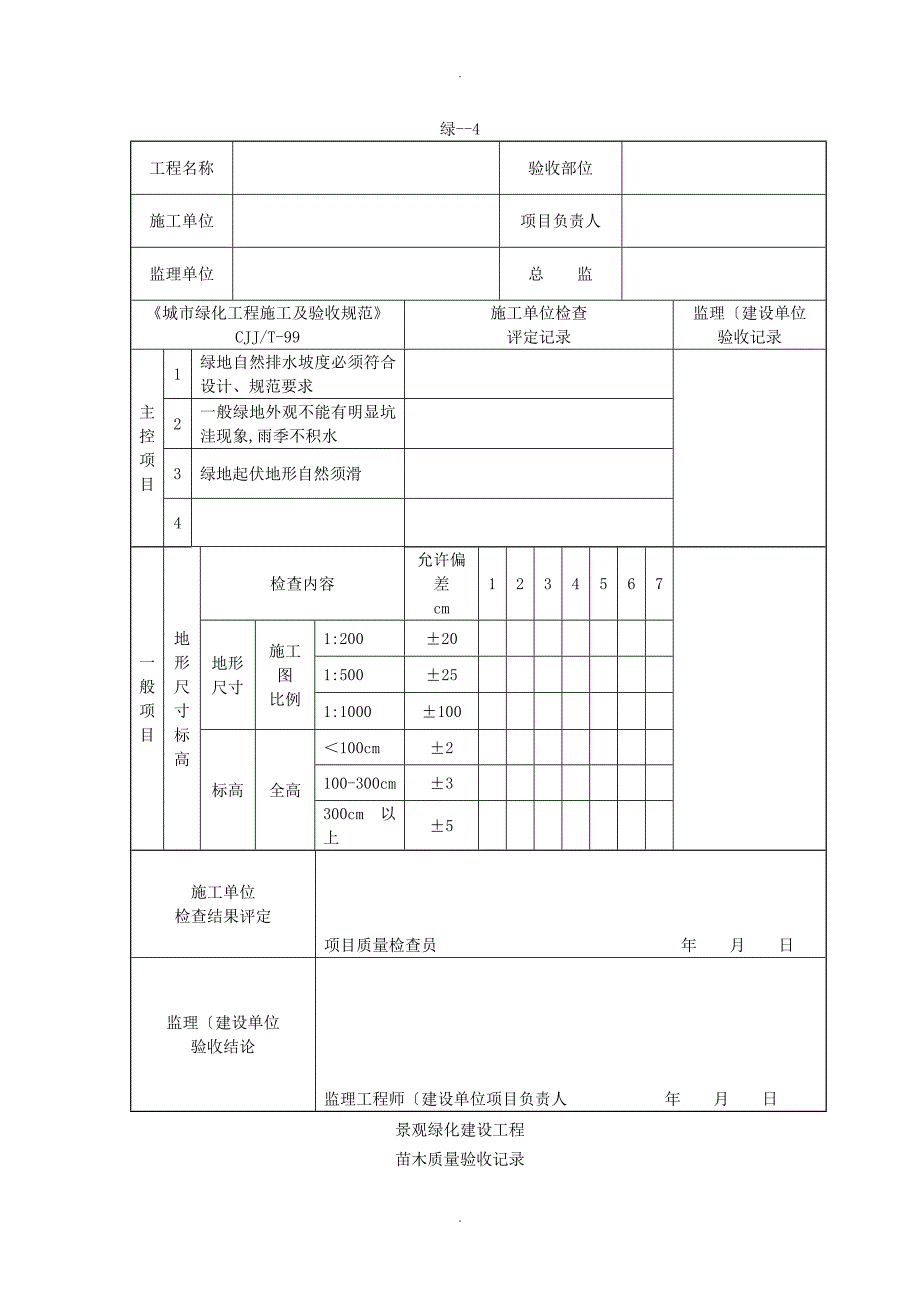 绿化检验批质量验收记录文本_第4页