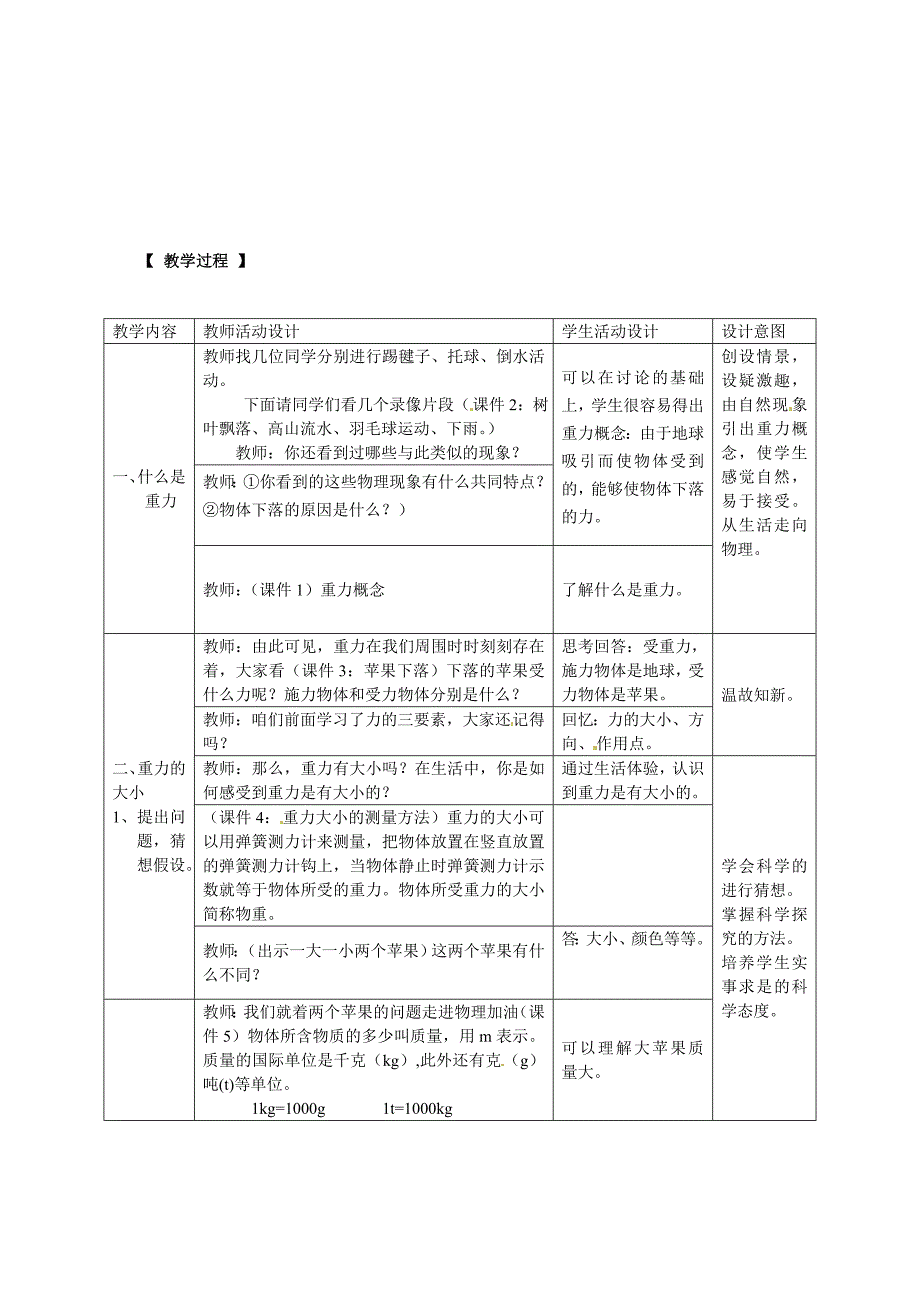 沪科版八年级物理上册　6.4 来自地球的力 教案1_第2页