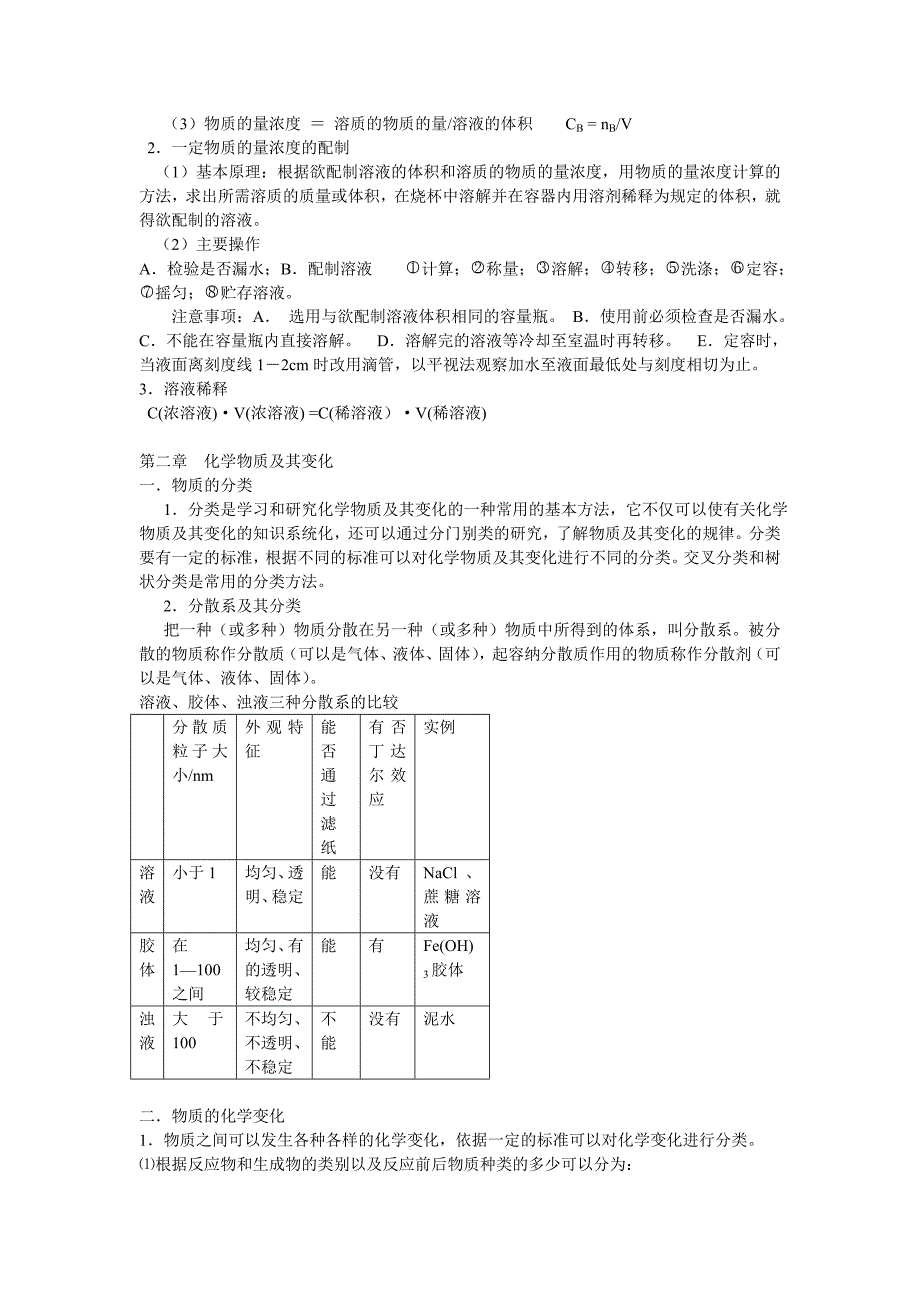 高中化学 各章知识点归纳期末复习 新人教版必修1_第3页