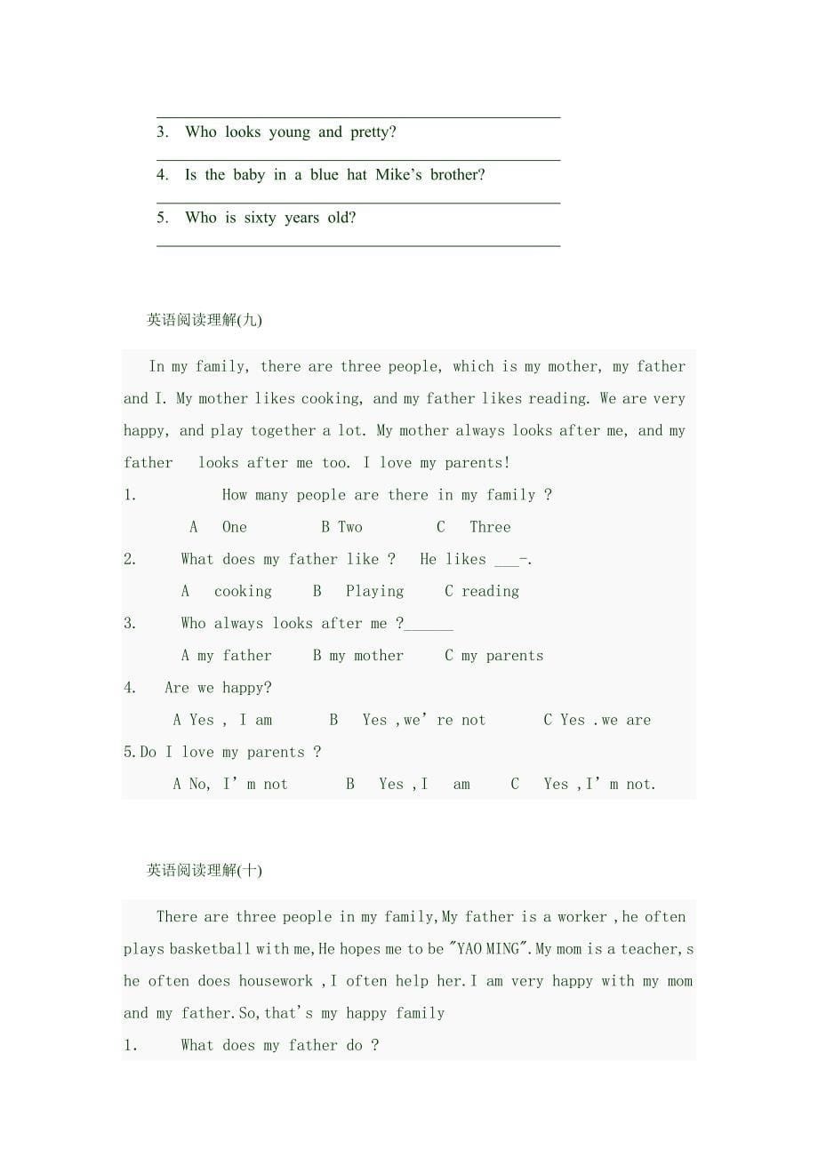 小学五年级英语阅读理解能力训练(共11篇)-精编_第5页