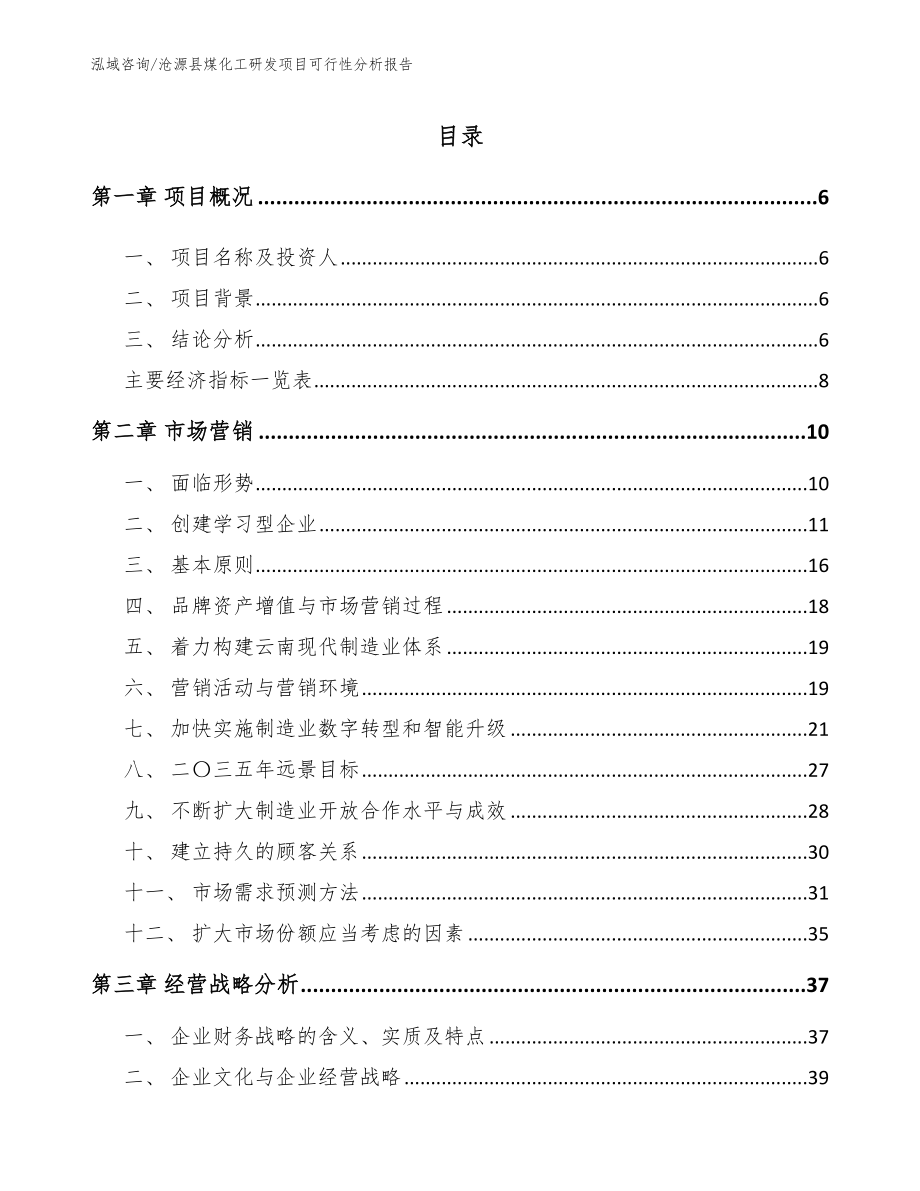 沧源县煤化工研发项目可行性分析报告模板范文_第2页