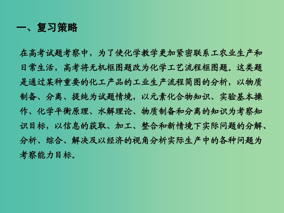 高考化学一轮复习 专题讲座二 无机化工流程题复习策略与题型专练课件 新人教版.ppt_第2页