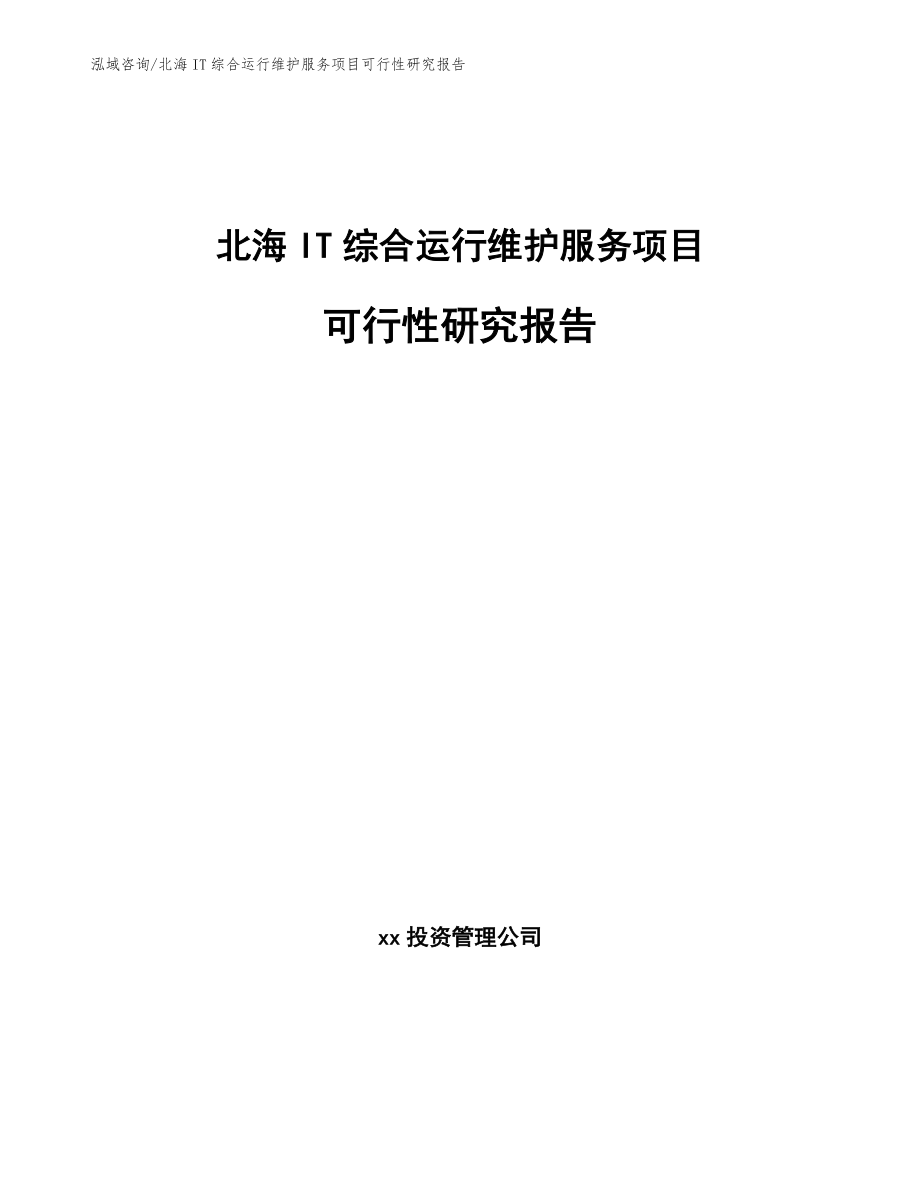 北海IT综合运行维护服务项目可行性研究报告_第1页