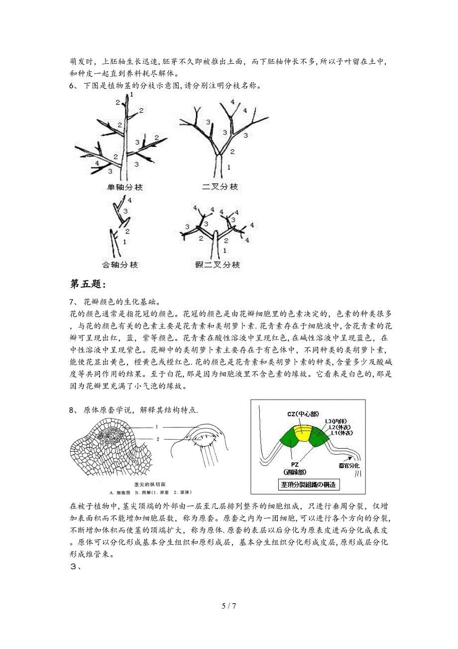 植物生物学 复习考试_第5页