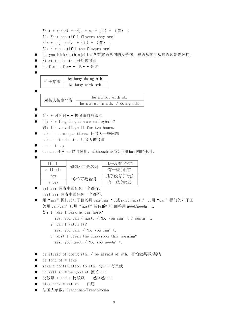 初中英语笔记大全 (超级精华版);_第4页