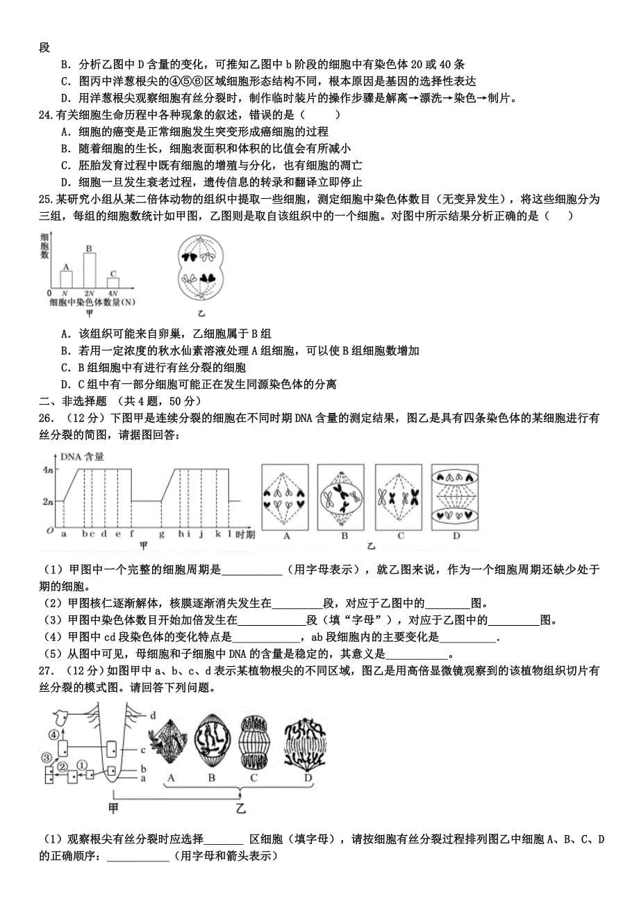 细胞的生命历程试题_第5页