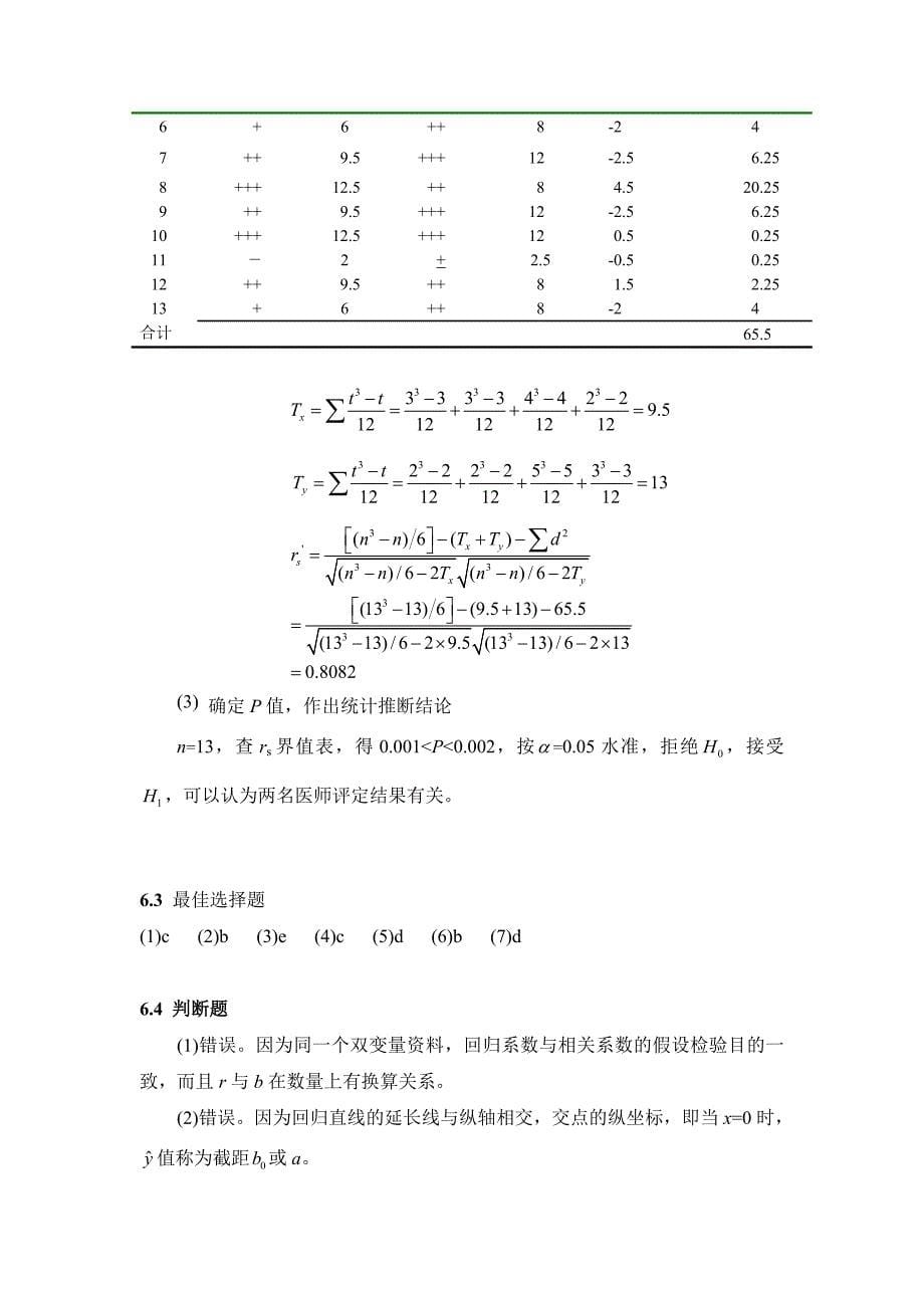 作业与参考答案-ch06第六单元直线回归与相关_第5页