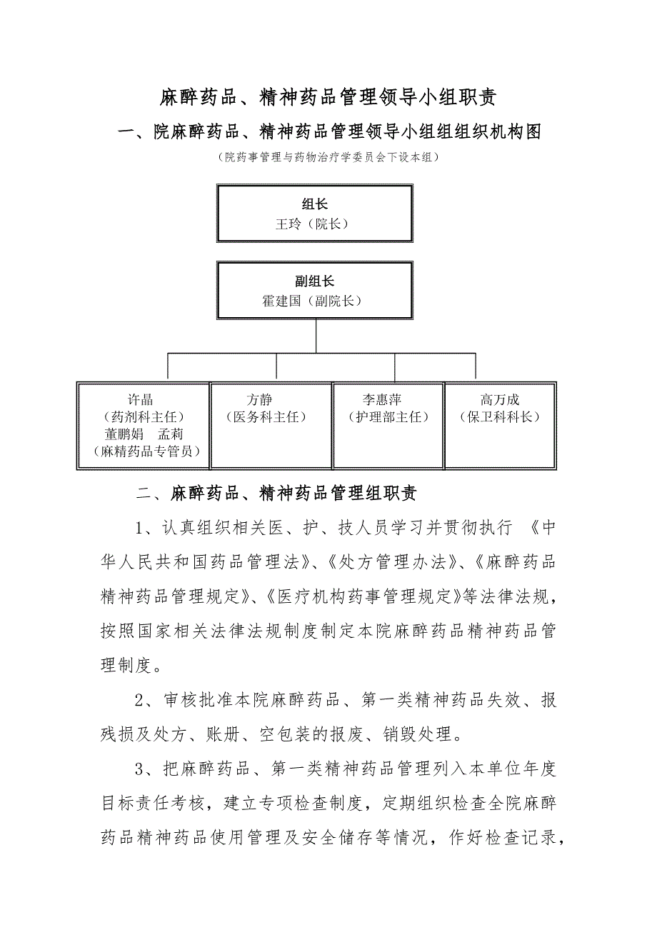 麻醉药品管理组构成及职责_第1页