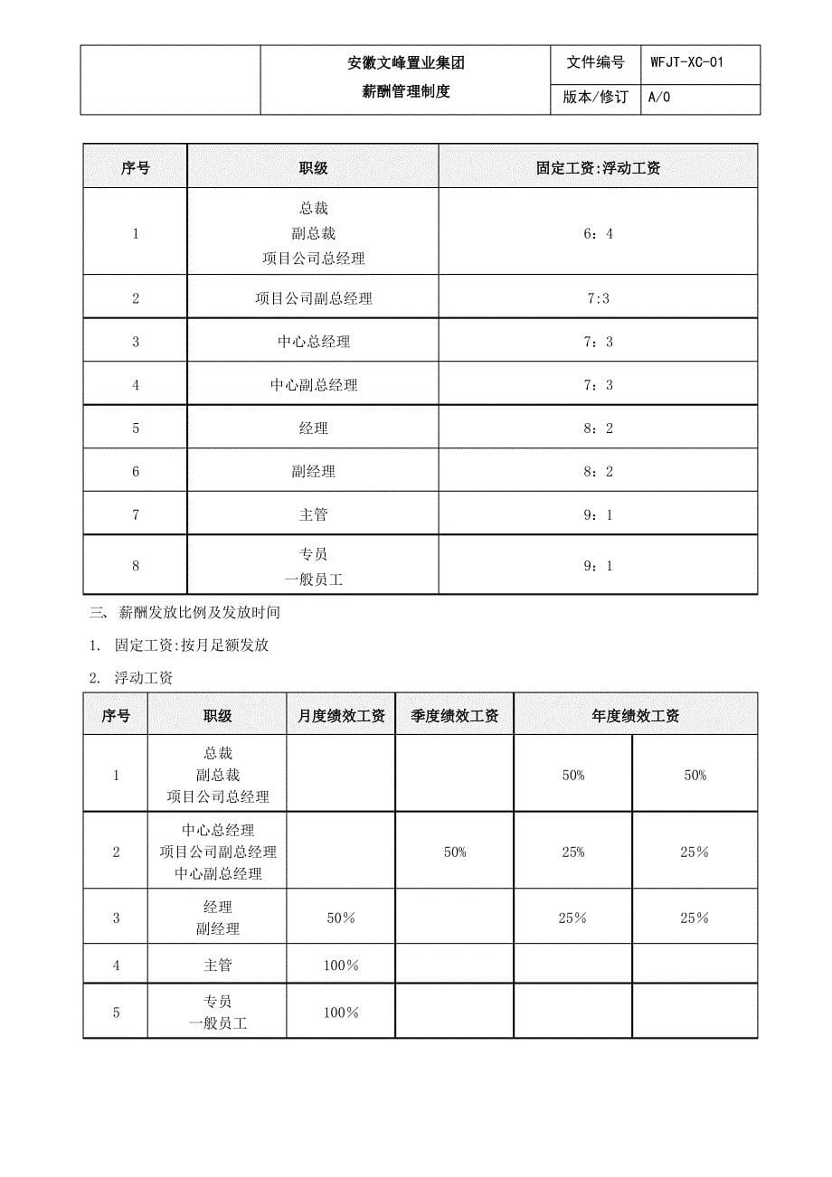 文峰集团薪酬管理制度_第5页