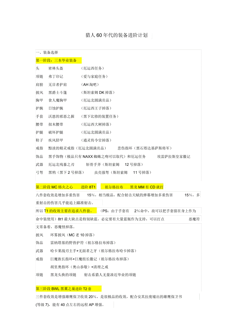 wow112怀旧60猎人装备攻略.doc_第1页