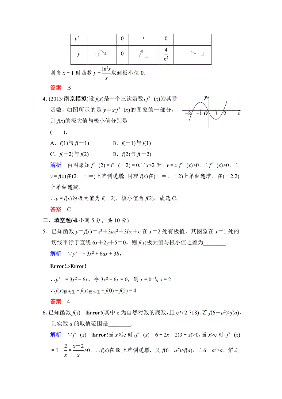 高考数学人教B版理一轮复习专题3第3讲导数的应用二含答案_第2页