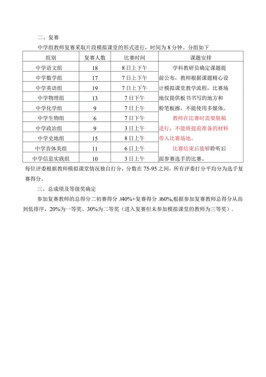 中学组第十四届教师基本功竞比评审方案_第2页