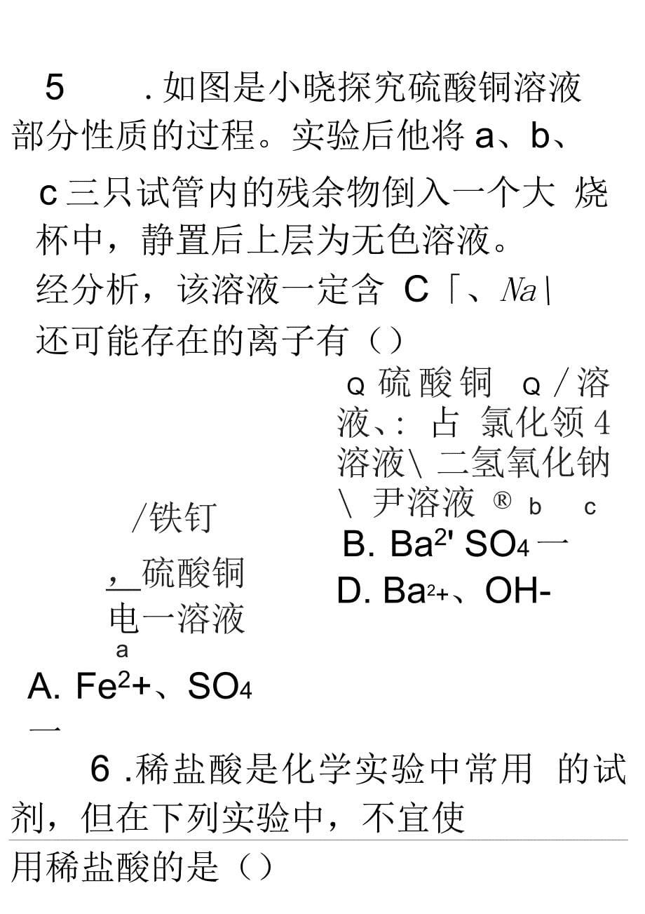 物质的检验与鉴别、分离与除杂和共存分析_第5页