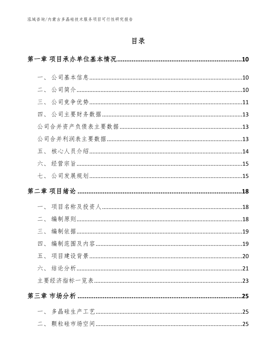 内蒙古多晶硅技术服务项目可行性研究报告_模板_第2页