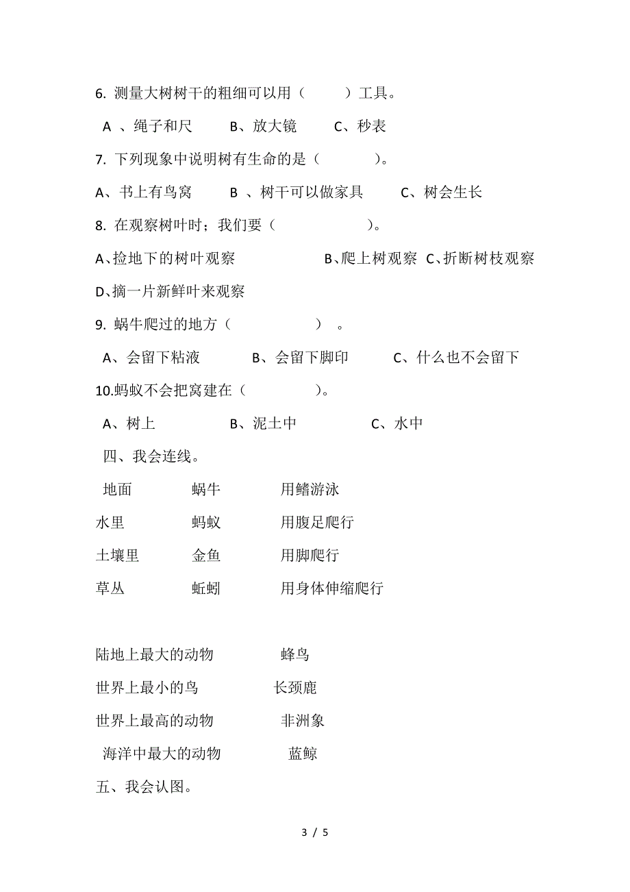 新教科版三年级上册科学期中试卷-附答案.doc_第3页