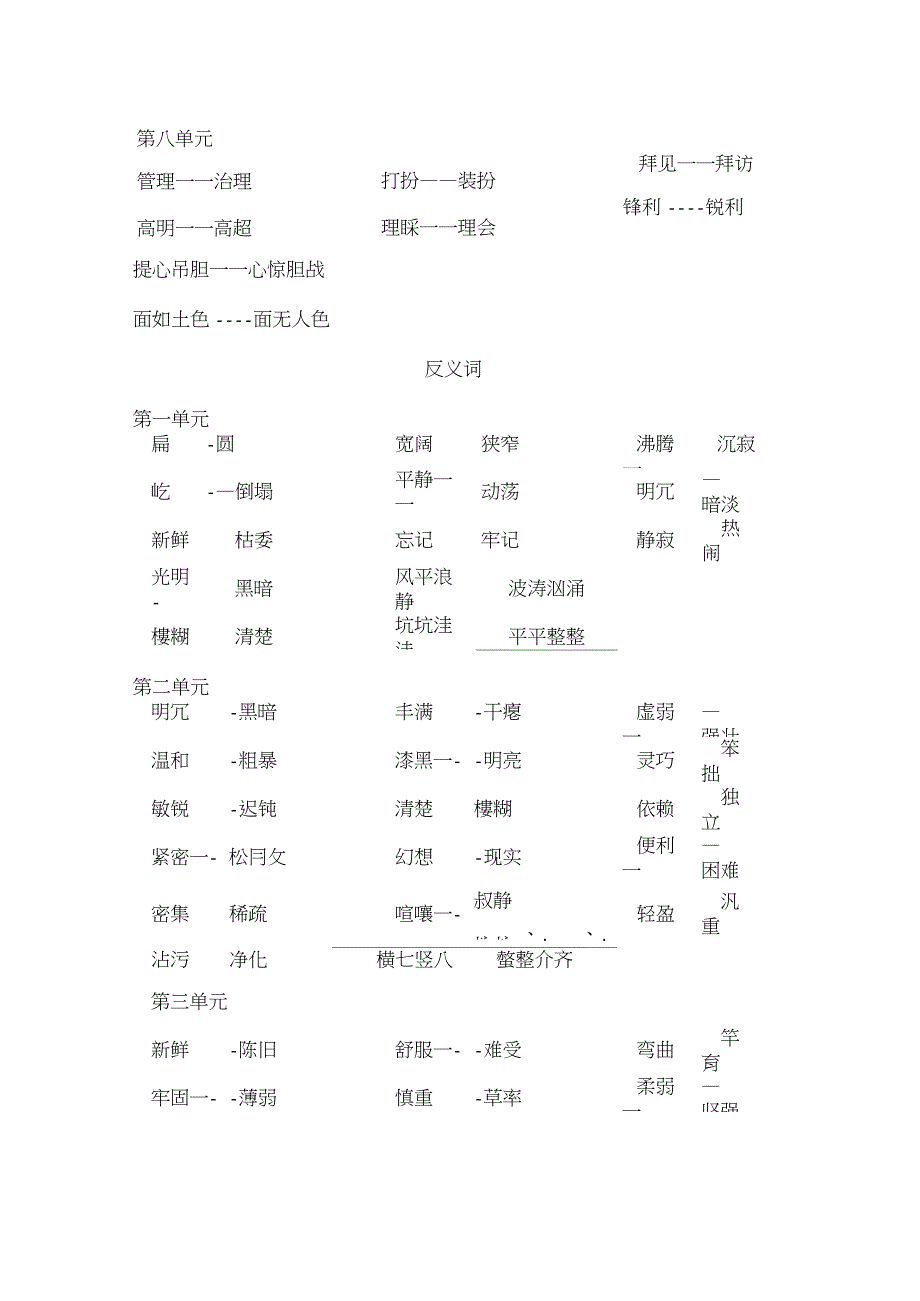 (word完整版)部编版小学语文四年级上册近、反义词整理复习_第3页