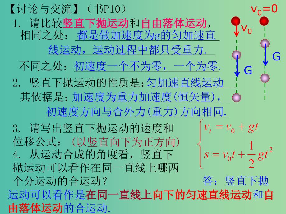 高中物理 1.3 竖直方向的抛体运动同课异构课件2 粤教版必修2.ppt_第4页