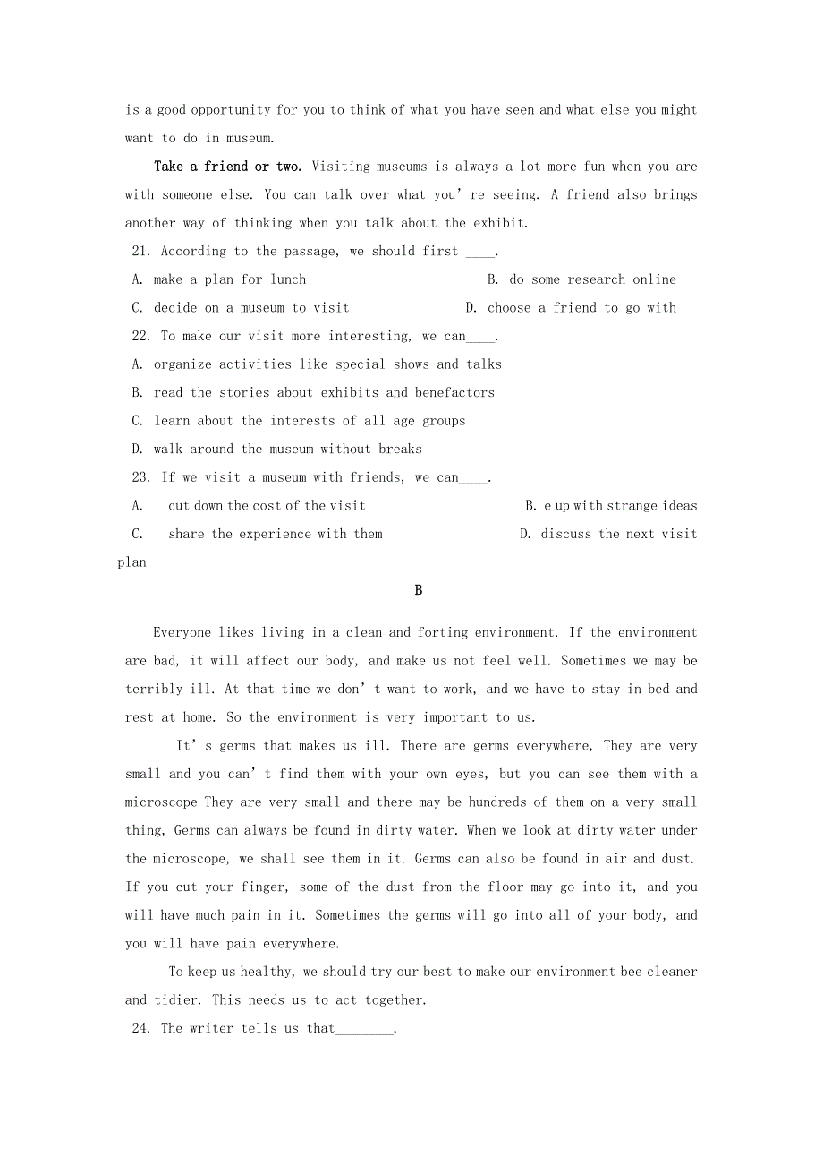 2022-2023学年高一英语下学期期末联考试题_第4页