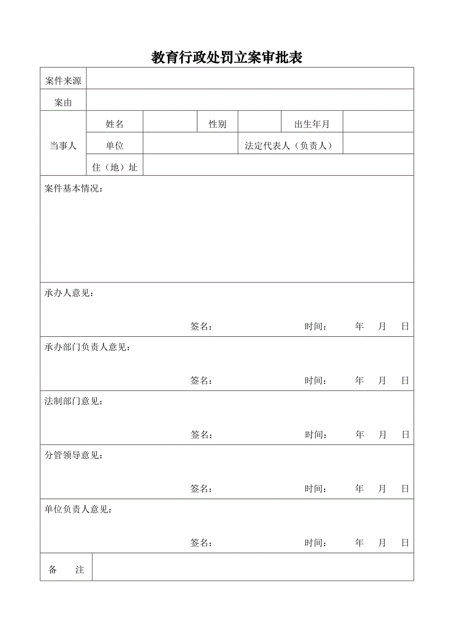 教育行政处罚立案审批表_第1页