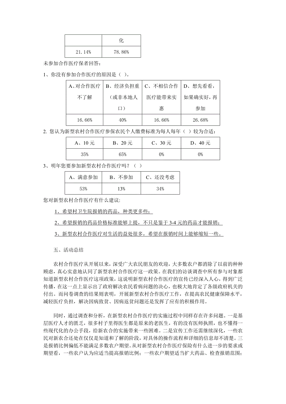 农村合作医疗调查社会实践报告_第4页