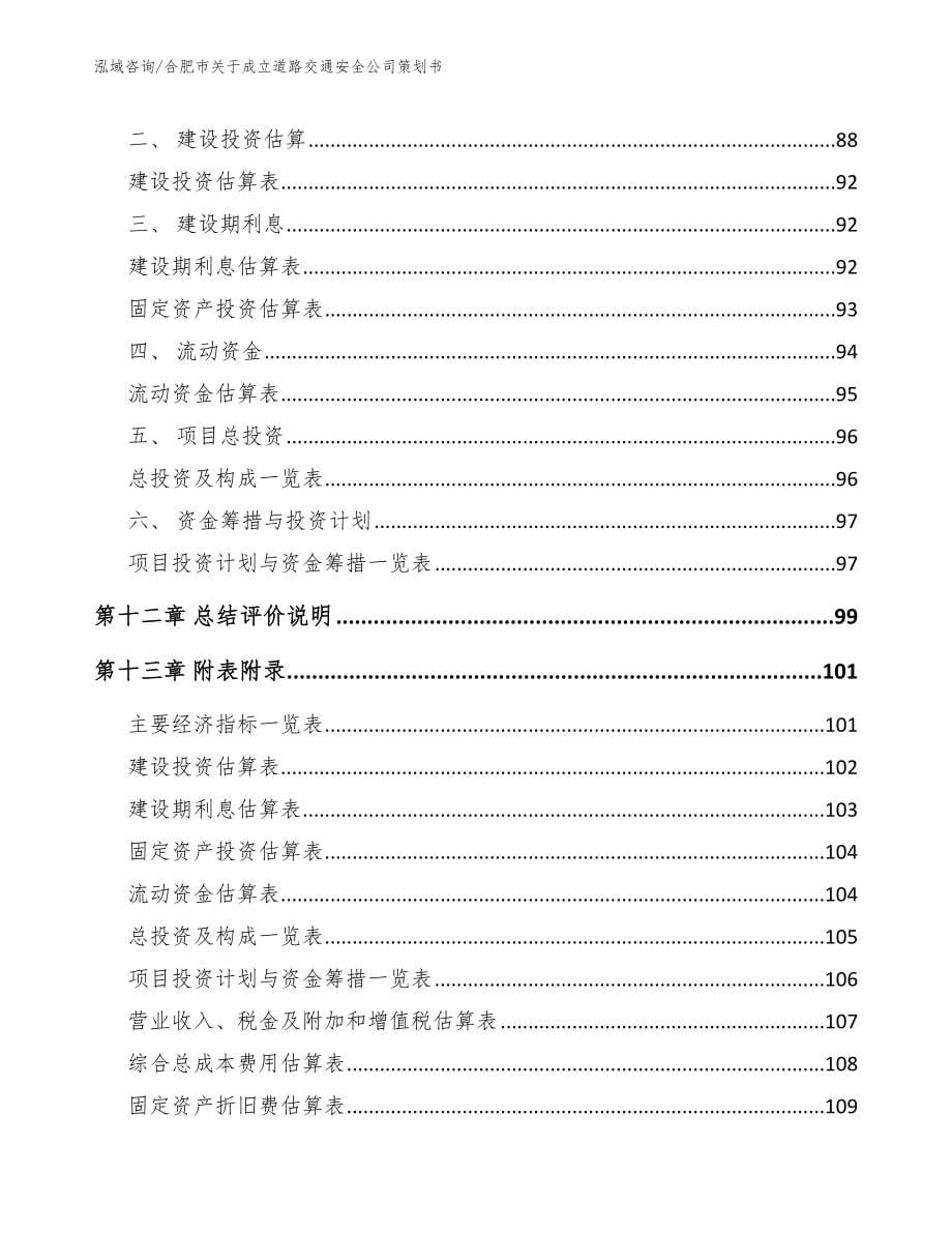 合肥市关于成立道路交通安全公司策划书模板_第5页