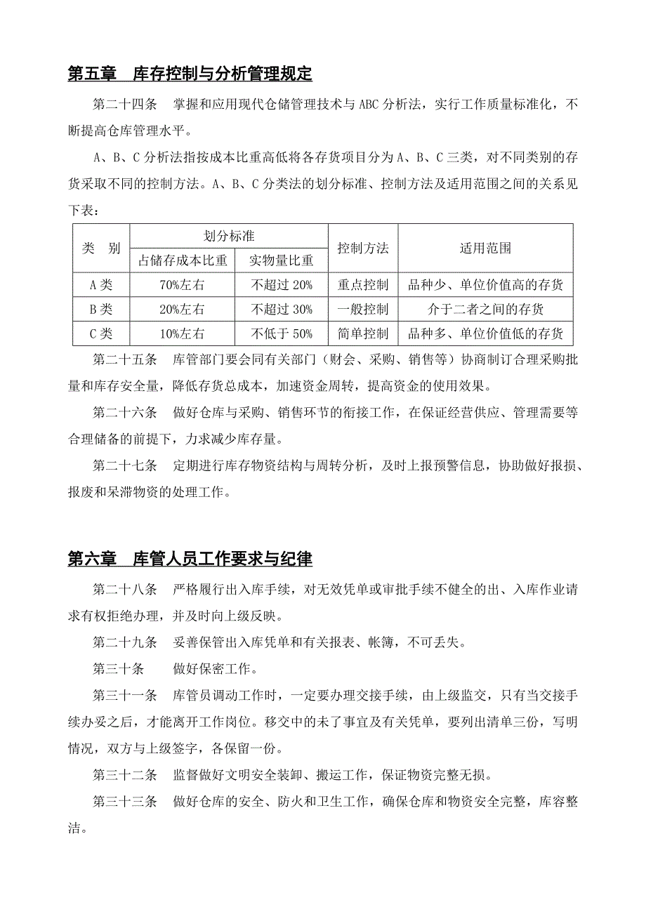 物资储存与出入库规定库存控制方法库管人员工作纪律_第4页