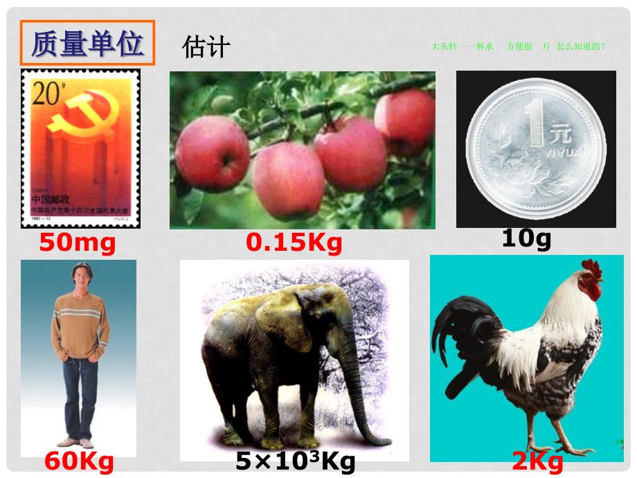 八年级物理下册 6.1 物体的质量课件1 （新版）苏科版_第4页