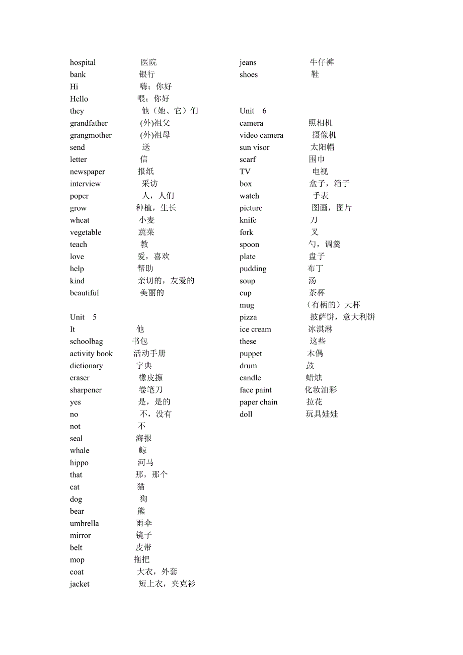 小学五年级上册英语单词(人教版)_第2页