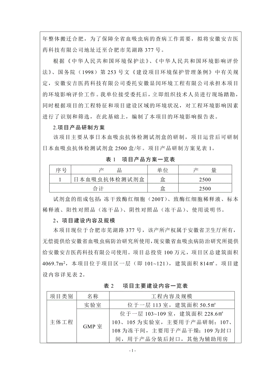 安徽安吉医药科技有限公司日本血吸虫抗体检测试剂盒研制项目投资环境评估报告表.doc_第4页