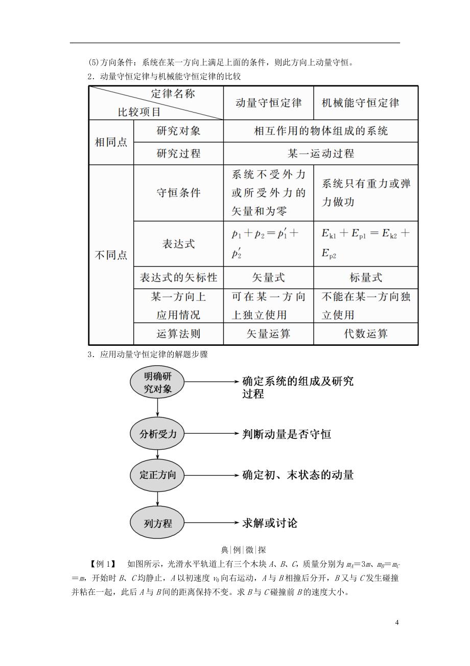 2019版高考物理一轮复习 第六章 动量和动量守恒定律 第2讲 动量守恒定律及应用学案_第4页