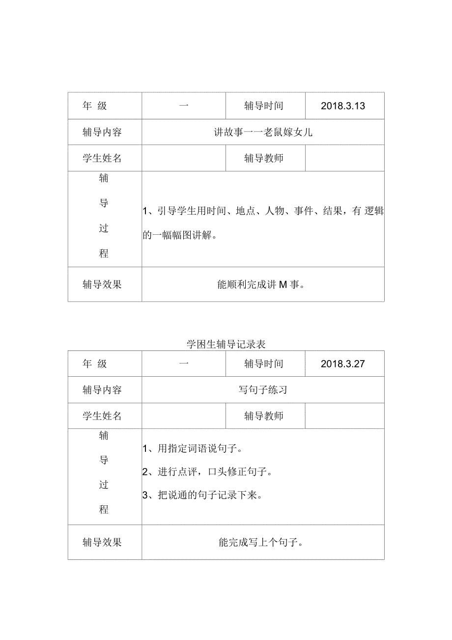 学优生学困生辅导记录表_第5页