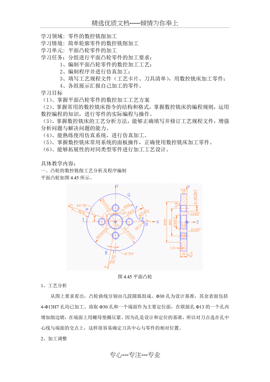 简单轮廓零件的数控铣削加工_第1页