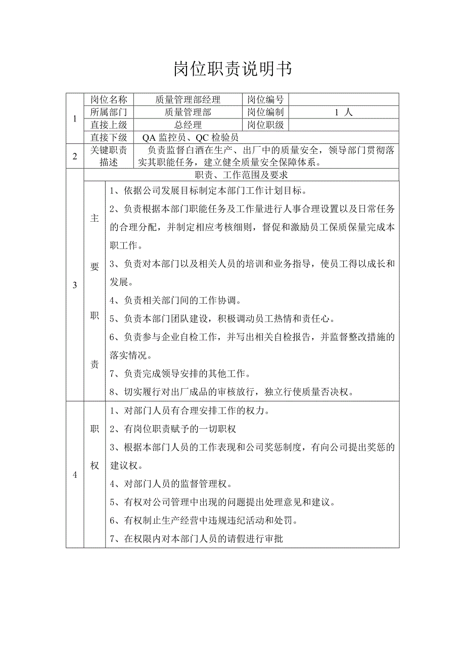 质量管理部门工作职责说明书_第3页