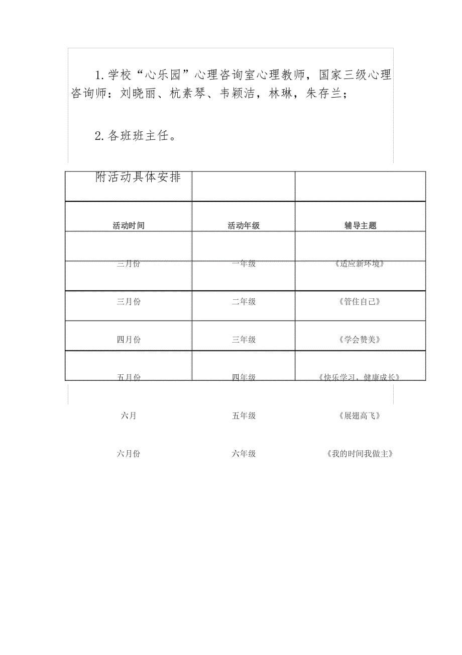 2020上半年小学团体心理辅导计划_第5页