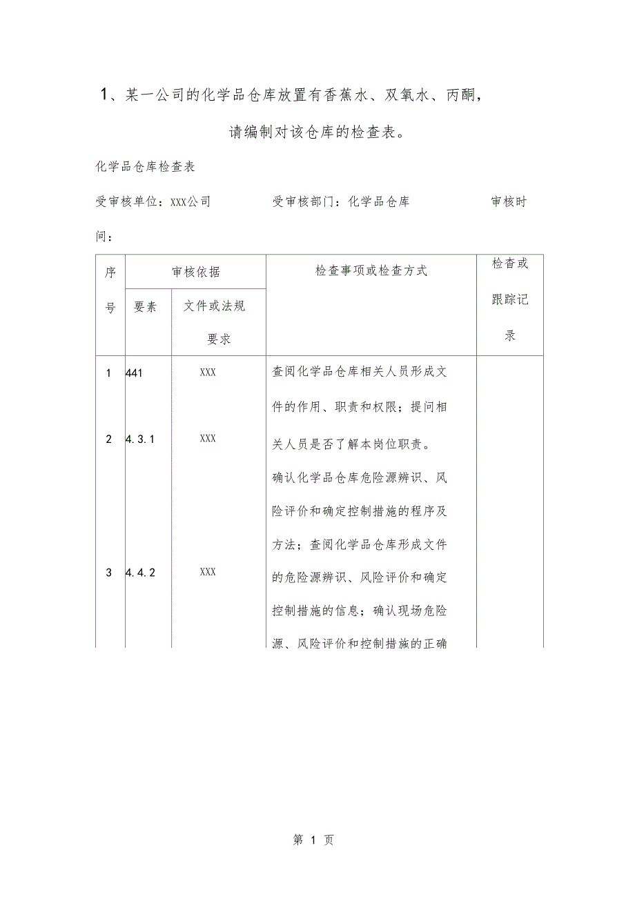 OHSAS18001职业健康安全管理体系审核通用检查表共180001_第1页