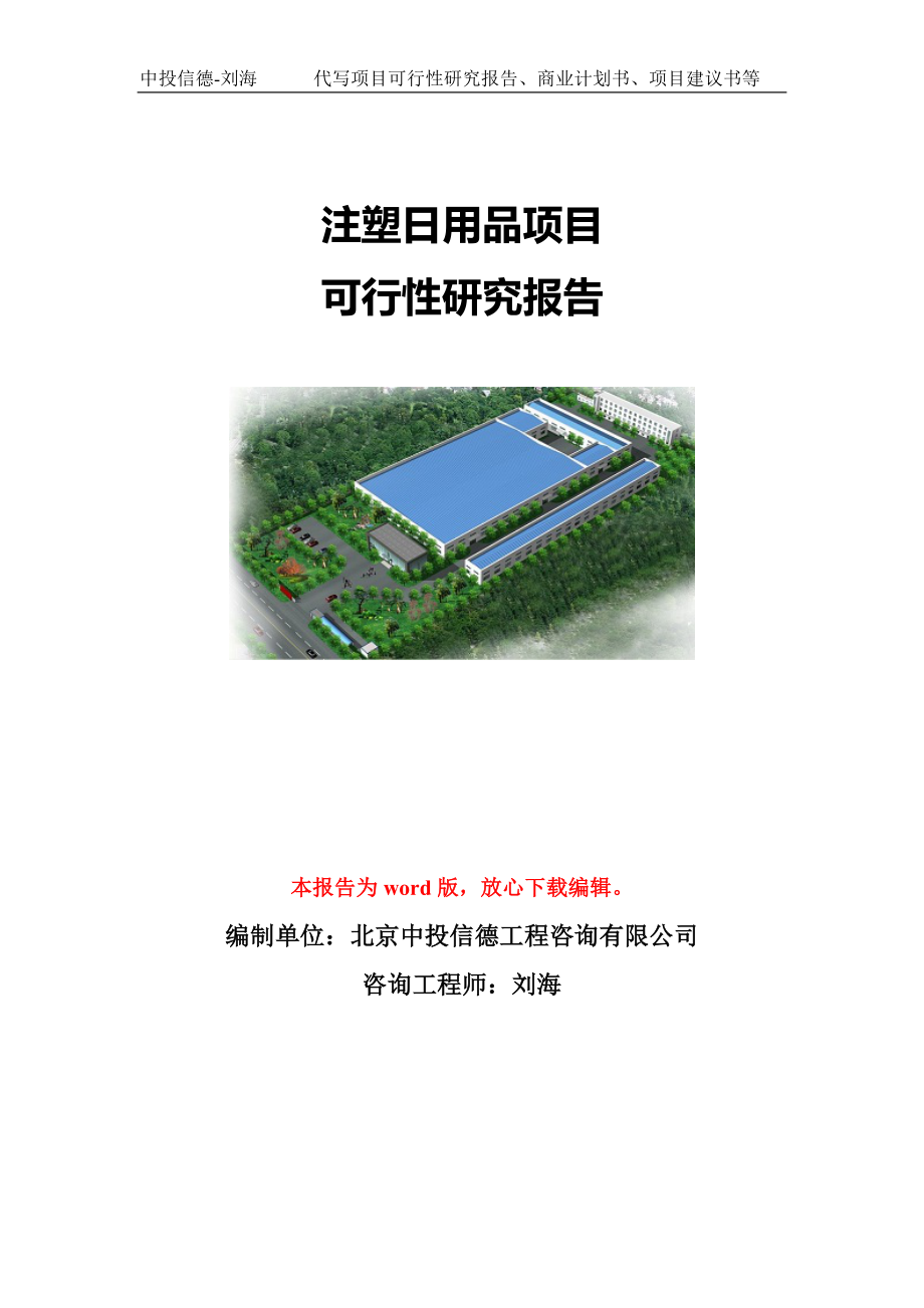 注塑日用品项目可行性研究报告模板-代写定制_第1页