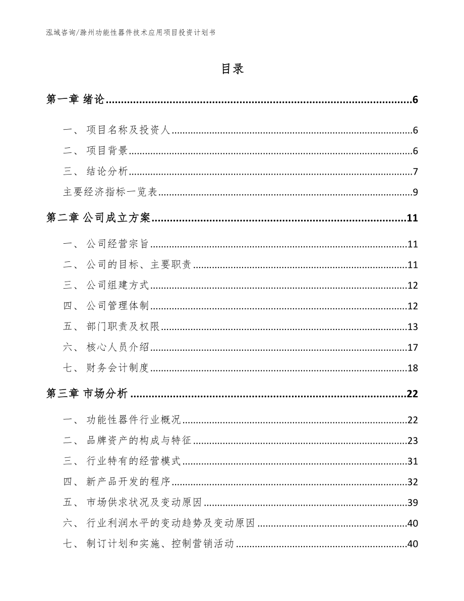 滁州功能性器件技术应用项目投资计划书（模板参考）_第2页