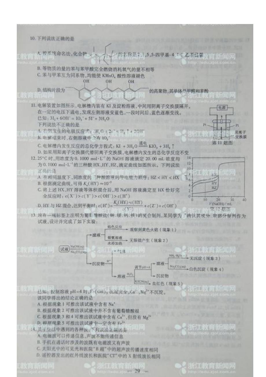 2013浙江省高考理综真题及答案高清版.doc_第3页