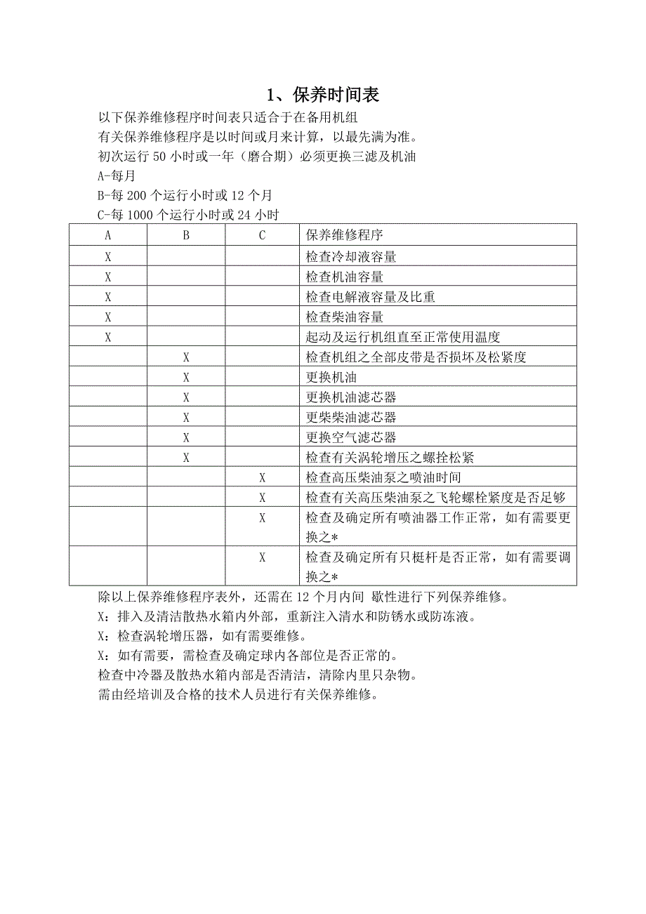 柴油发电机组技术参数及维修保养手册_第3页